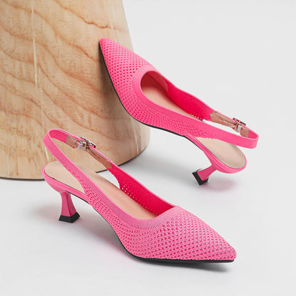 The Élancée Milan Pointed Knit Slingbacks (heel 6 cm)