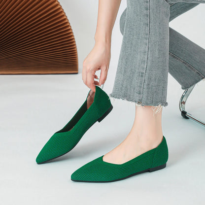 The Élanza Seoul Pointed Knit Flats (heel 1 cm)