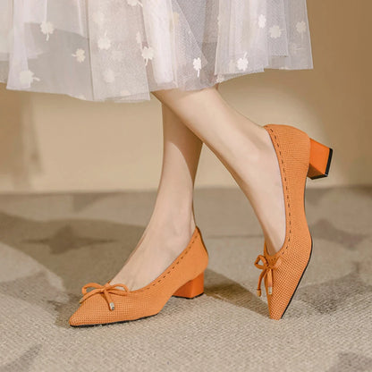 The Douceur Rome Knit Bow Heels (heel 3.5 cm)