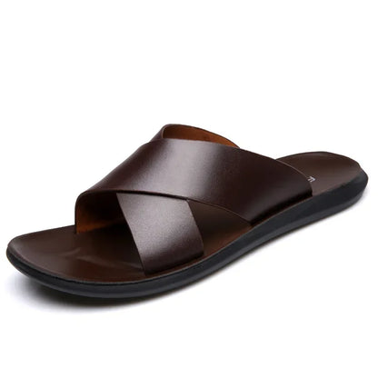 Casablanca - Cross-Strap Leather Sandals for Men