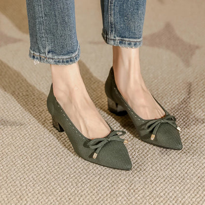 The Douceur Rome Knit Bow Heels (heel 3.5 cm)