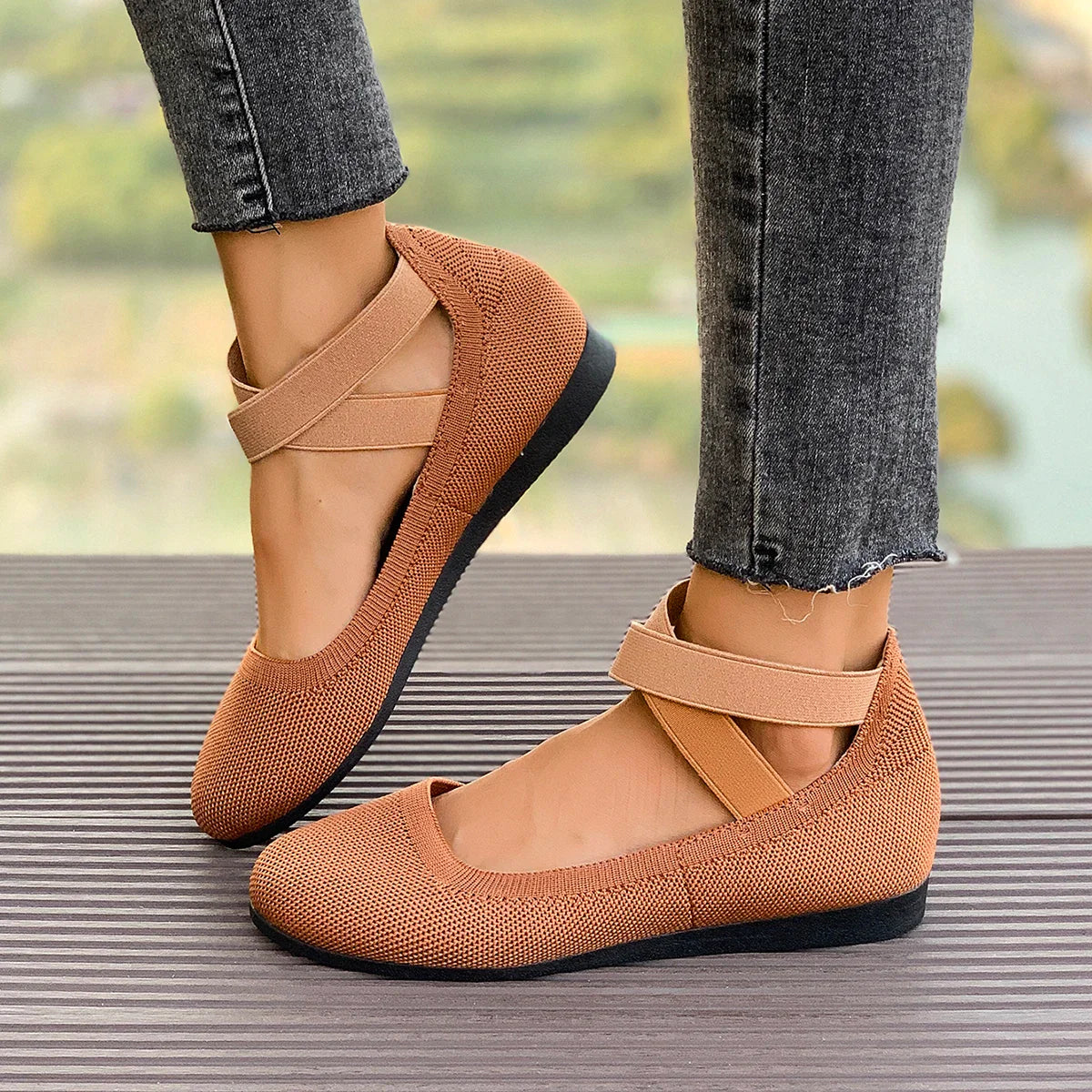 The Naffy Capri Orthoflex Knit Flats (heel 1 cm)