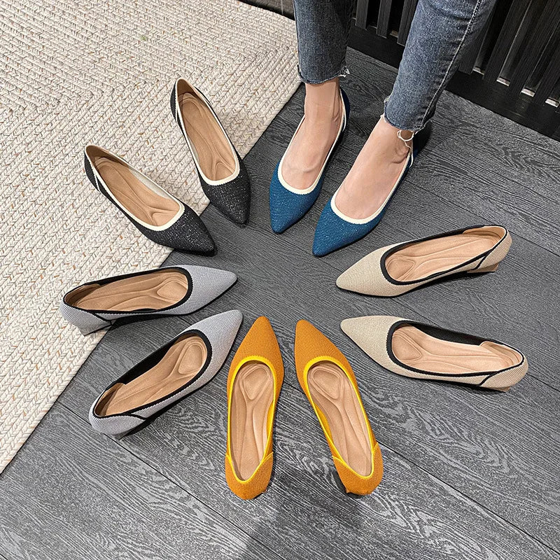 The Élégance Riviera Pointed Knit Pumps (heel 3.5 cm)