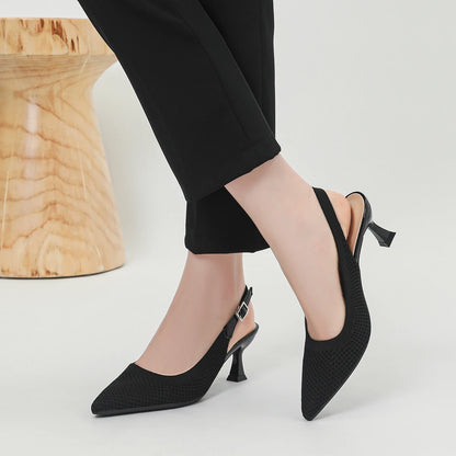 The Élancée Milan Pointed Knit Slingbacks (heel 6 cm)