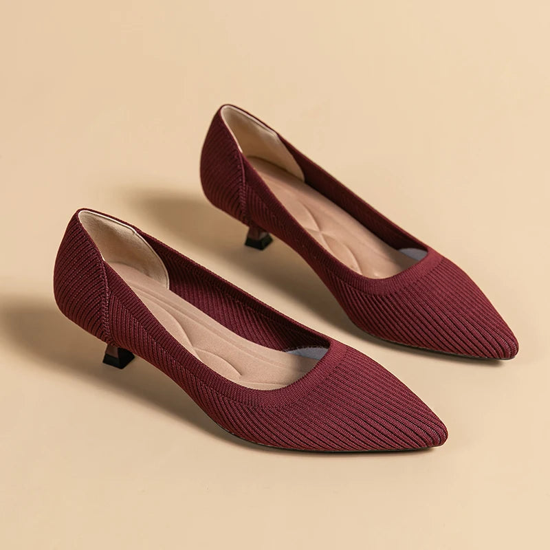 The Harmonie Vienna Pointed Knit Kitten Heels (heel 3 cm)