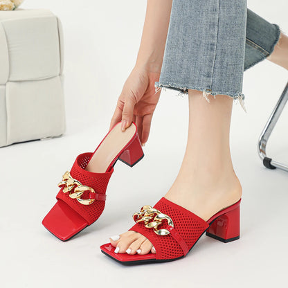 The Audacieuse Cannes Chain Mesh Mules (heel 6 cm)