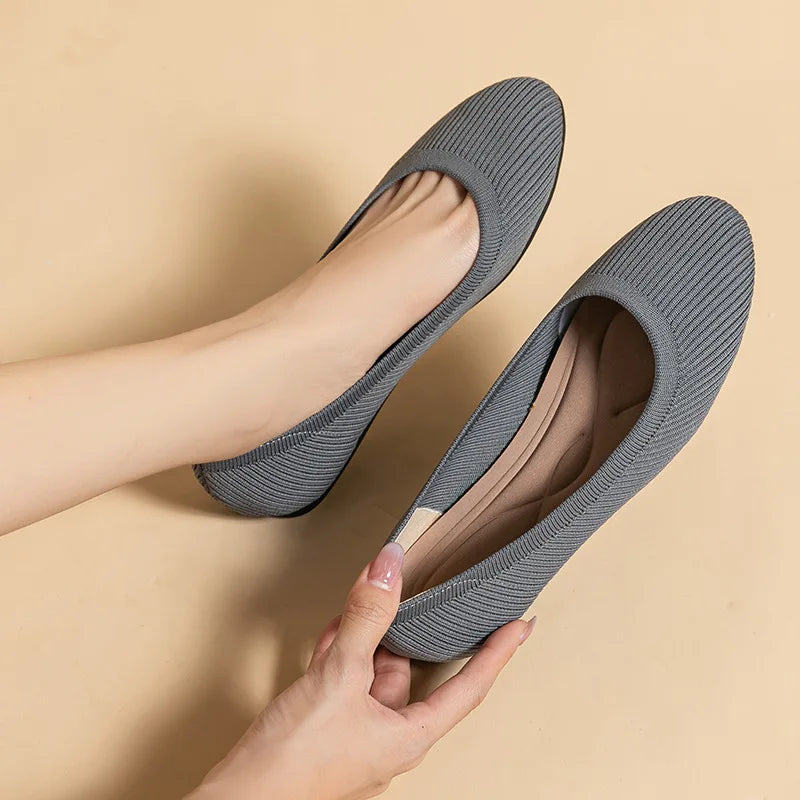 The Conforta Copenhagen Round Knit Flats (heel 0 cm)