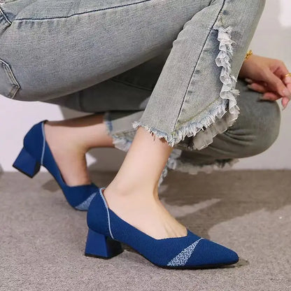 The Structure Linear Pointed Knit Pumps (heel 3.5 cm)