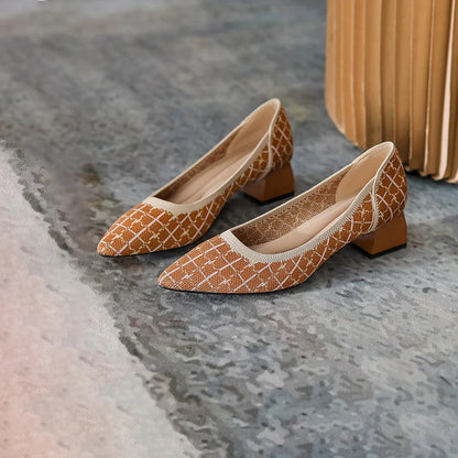 The Élégance Paris Pointed Knit Pumps (heel 3.5 cm)