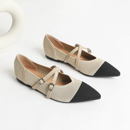 The Précieuse Vienna Pointed Knit Flats (heel 0 cm)