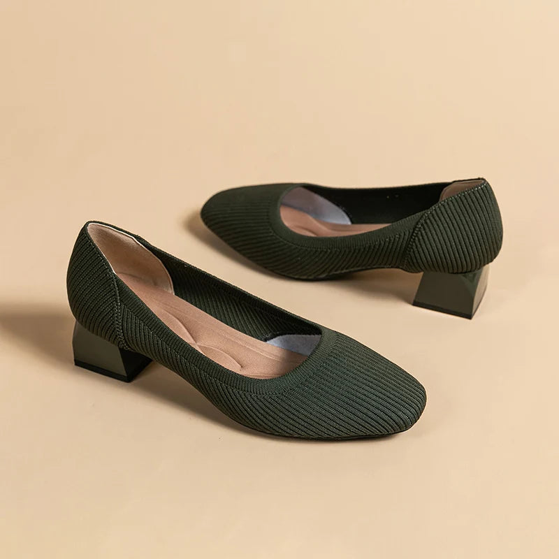 The Forte Marrakech Square Knit Pumps (heel 3.5 cm)