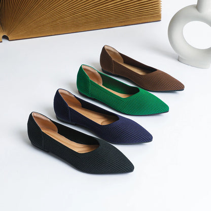 The Élanza Seoul Pointed Knit Flats (heel 1 cm)