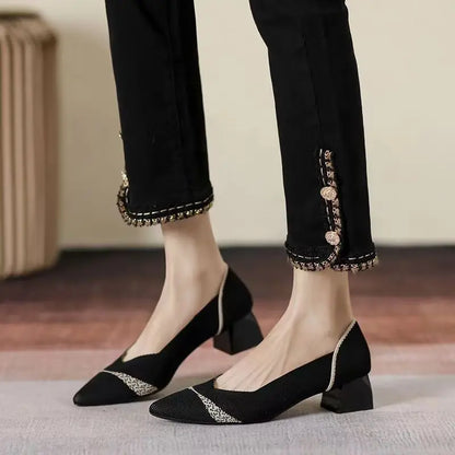The Structure Linear Pointed Knit Pumps (heel 3.5 cm)