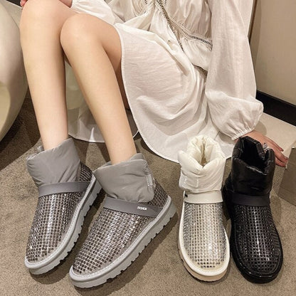 Rostova Winter Boots With Rhinestones PU Lined Size Up One