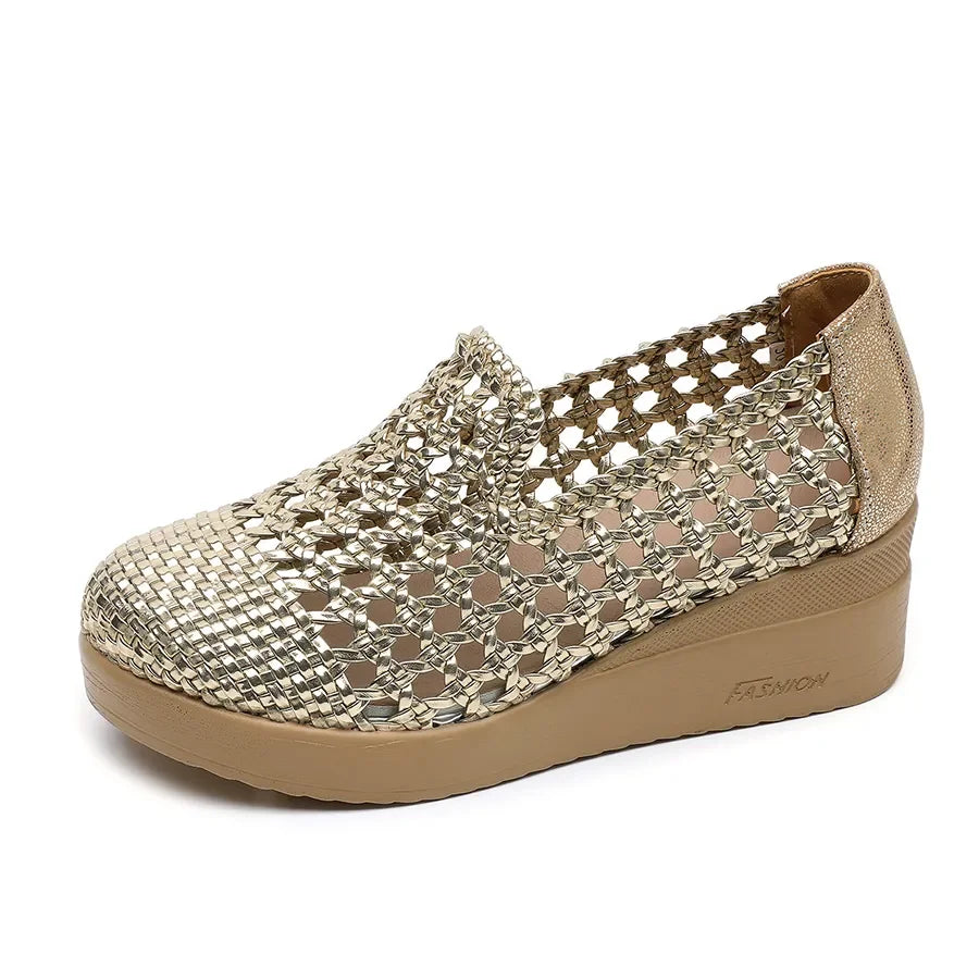 Cleopatra Platform Leather Summer Mocassim – Breathable, Soft Sole, Elegant Design