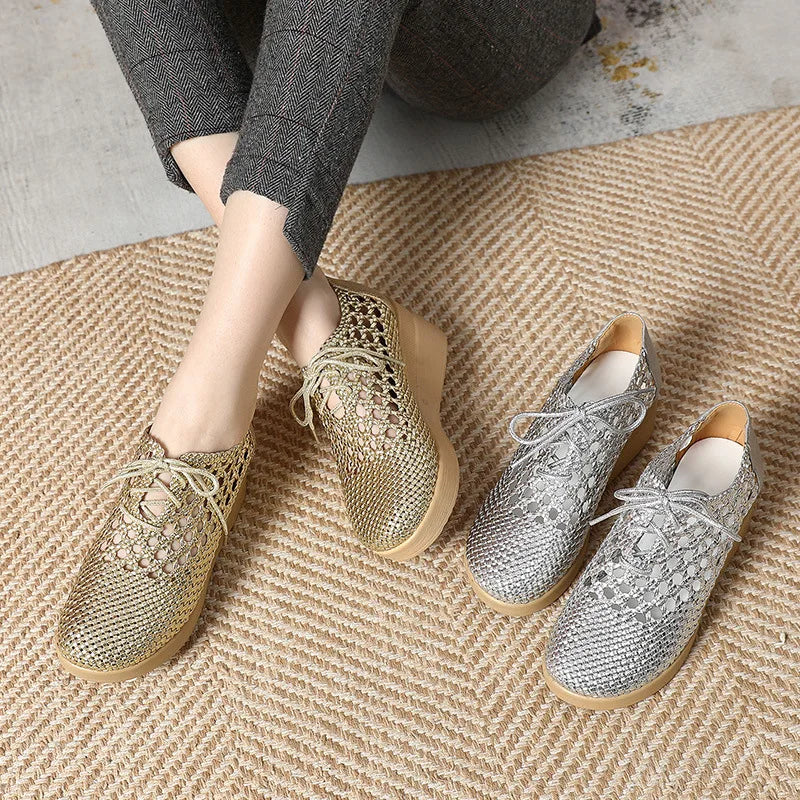 Cleopatra Platform Leather Summer Shoes – Breathable, Soft Sole, Elegant Design