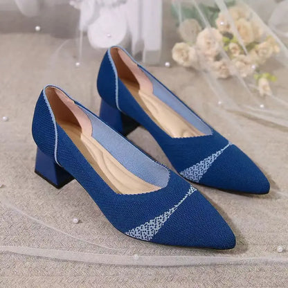 The Structure Linear Pointed Knit Pumps (heel 3.5 cm)