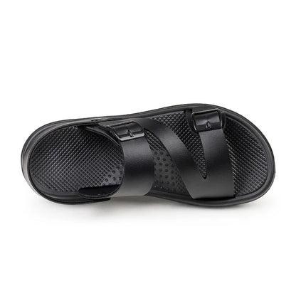 Sidon – Men's Black Roman-Style Leather Sandals | Non-Slip, Lightweight & Breathable