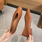 The Bianco Paris Square-Toe Leather Flats (heel 1 cm)