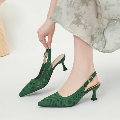 The Élancée Milan Pointed Knit Slingbacks (heel 6 cm)