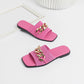 Women's flat slippers with fashionable iron chains comfortable anti slip rubber soles 2024 new model
