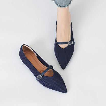 The Seoul Pointed Knit Mary Janes Flats