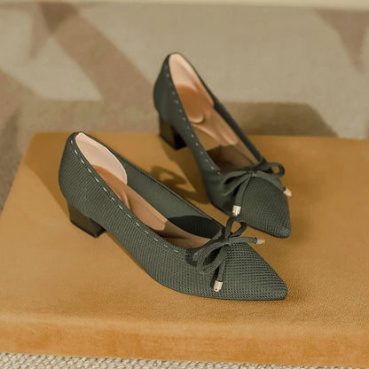 The Douceur Rome Knit Bow Heels (heel 3.5 cm)