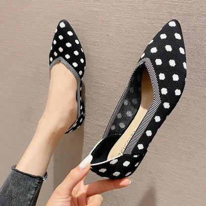The Dotella Paris Polka Knit Flats (heel 1 cm) Special Collection ✨