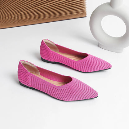 The Élanza Seoul Pointed Knit Flats (heel 1 cm)