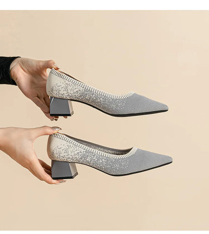 The Élégance Cannes Pointed Knit Pumps (heel 3.5 cm)