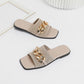 Women's flat slippers with fashionable iron chains comfortable anti slip rubber soles 2024 new model