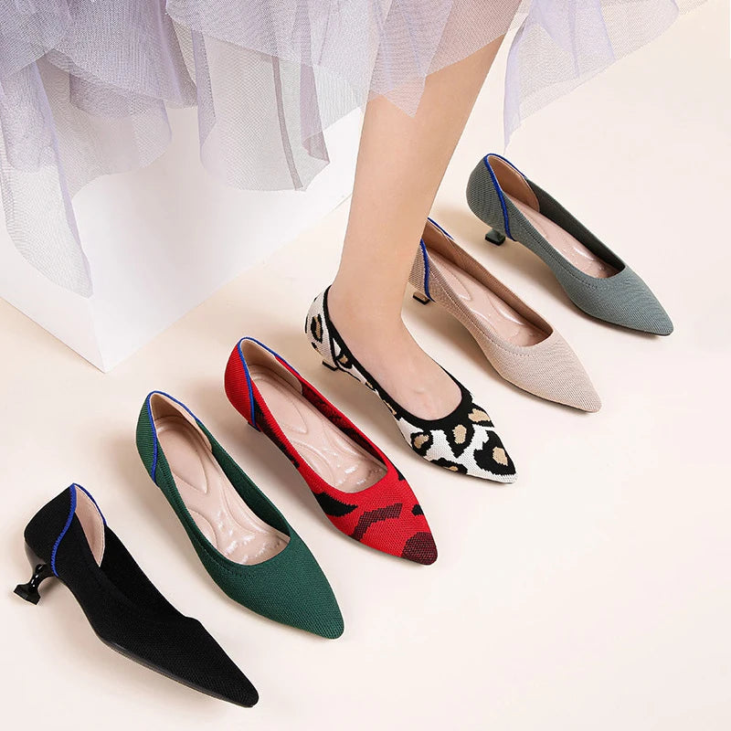 The Chicara Milan Pointed Knit Heels (heel 3 cm)