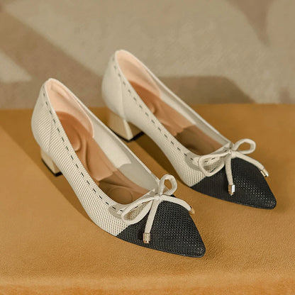 The Douceur Rome Knit Bow Heels (heel 3.5 cm)