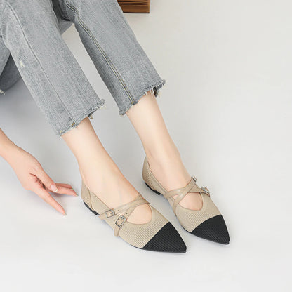 The Précieuse Vienna Pointed Knit Flats (heel 0 cm)