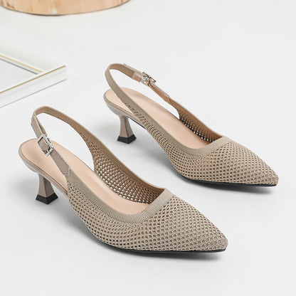 The Élancée Milan Pointed Knit Slingbacks (heel 6 cm)