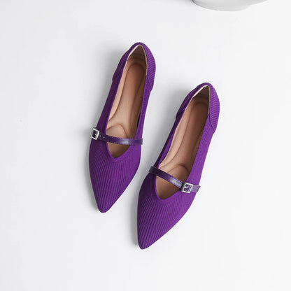 The Seoul Pointed Knit Mary Janes Flats