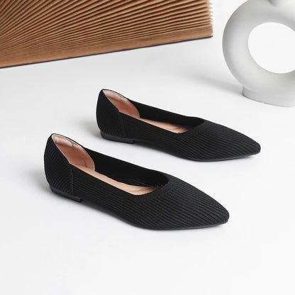 The Élanza Seoul Pointed Knit Flats (heel 1 cm)