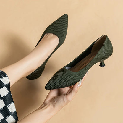 The Harmonie Vienna Pointed Knit Kitten Heels (heel 3 cm)