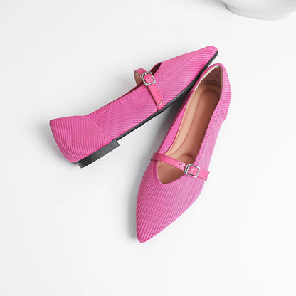 The Seoul Pointed Knit Mary Janes Flats