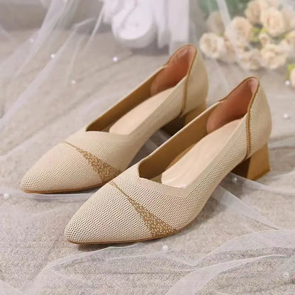 The Structure Linear Pointed Knit Pumps (heel 3.5 cm)