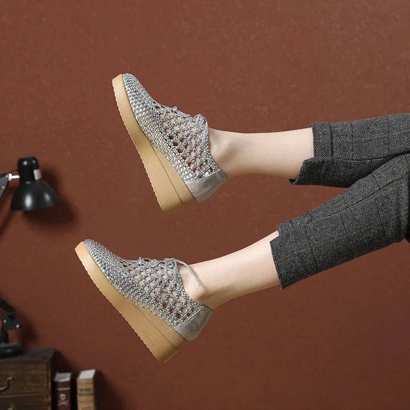Cleopatra Platform Leather Summer Shoes – Breathable, Soft Sole, Elegant Design