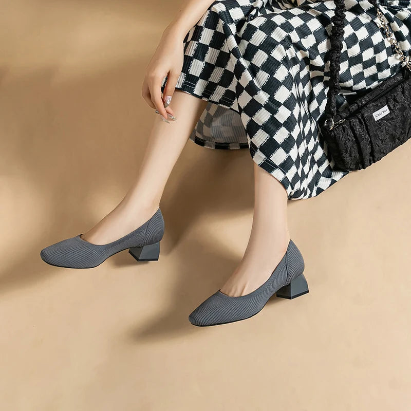 The Forte Marrakech Square Knit Pumps (heel 3.5 cm)